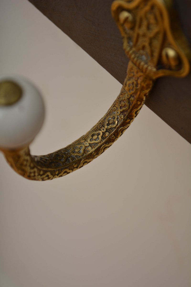 Victorian Brass Coat Hooks Coat Rack - Image 10